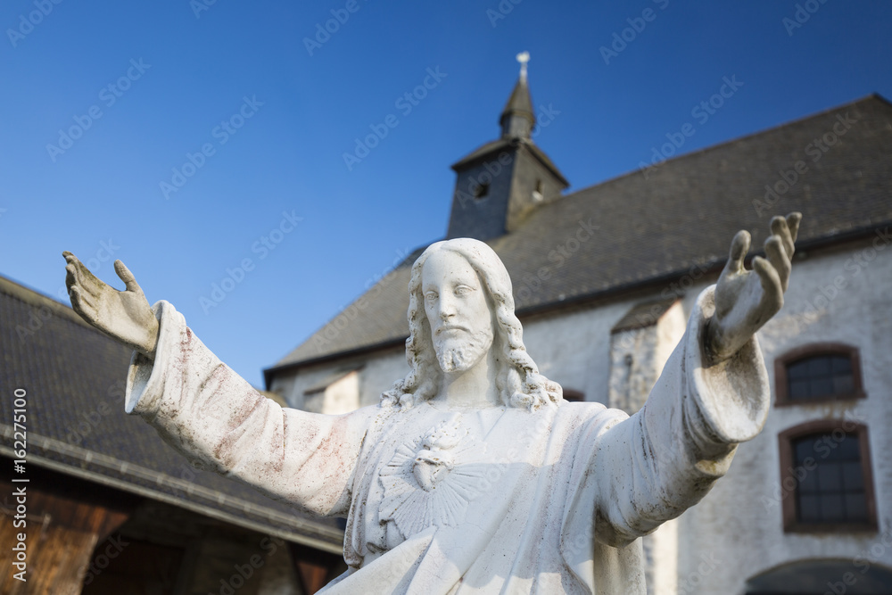 Monastery And Jesus Statue, Germany Monastery And Jesus Statue, Germany