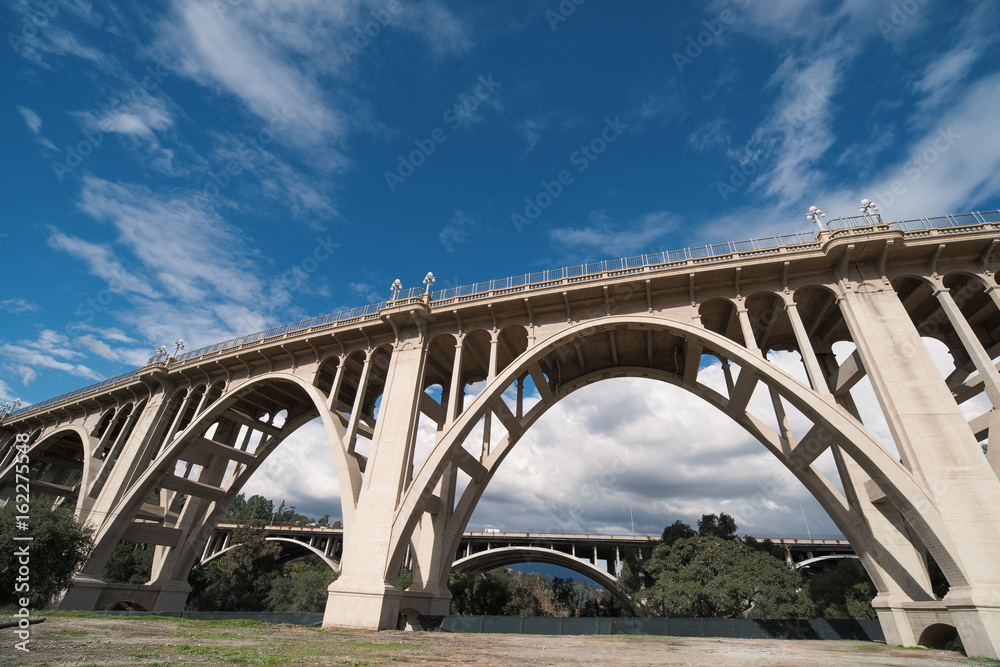 The Colorado Street Bridge and the 134 Freeway bridge over the Arroyo Seco in Pasadena