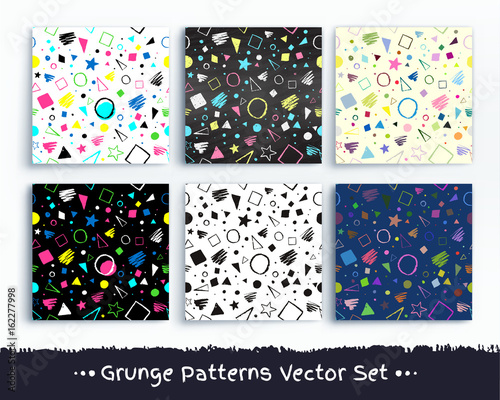 Collection of grunge geometric patterns