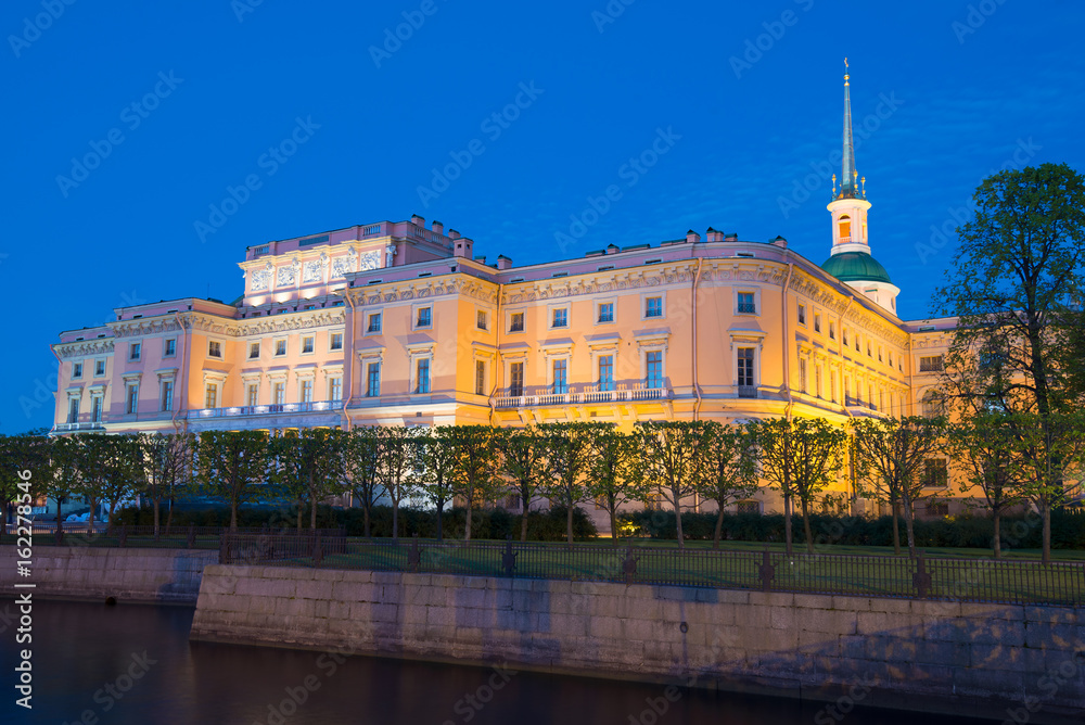 Engineering (Mikhailovsky) castle in May twilight. Saint-Petersburg, Russia