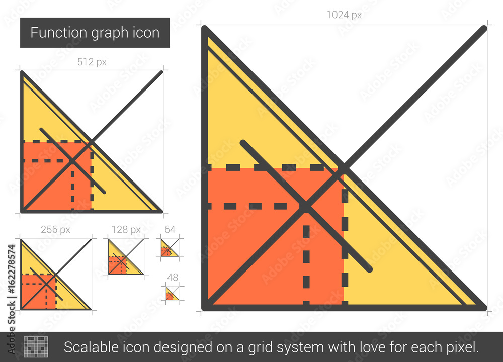 Function graph line icon. Function graph line icon.