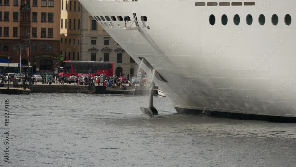 Raising the anchor of MSC Cruise ship in Stockholm, Sweden