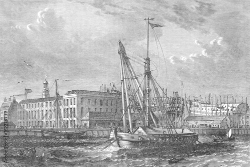 Fototapeta Docks - Deptford - 1810. Date: circa 1810