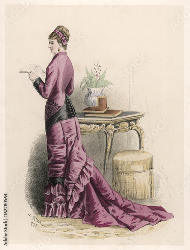 Pink - Black Dress 1878. Date: 1878