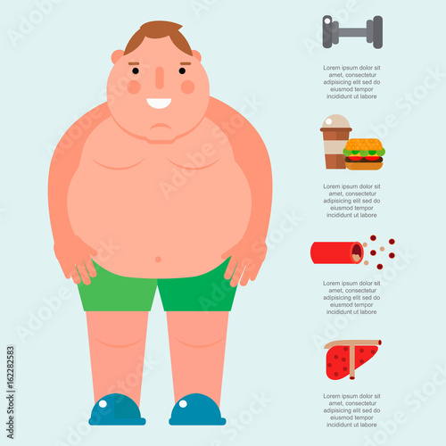 Lose weight by jogging infographic elements and health care concept flat vector illustration