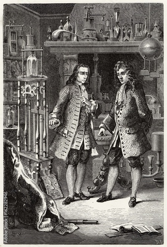 Boyle and Papin. Date: circa 1675 photo