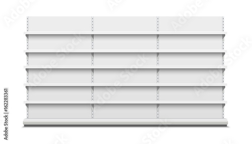 White empty vector store shelves.