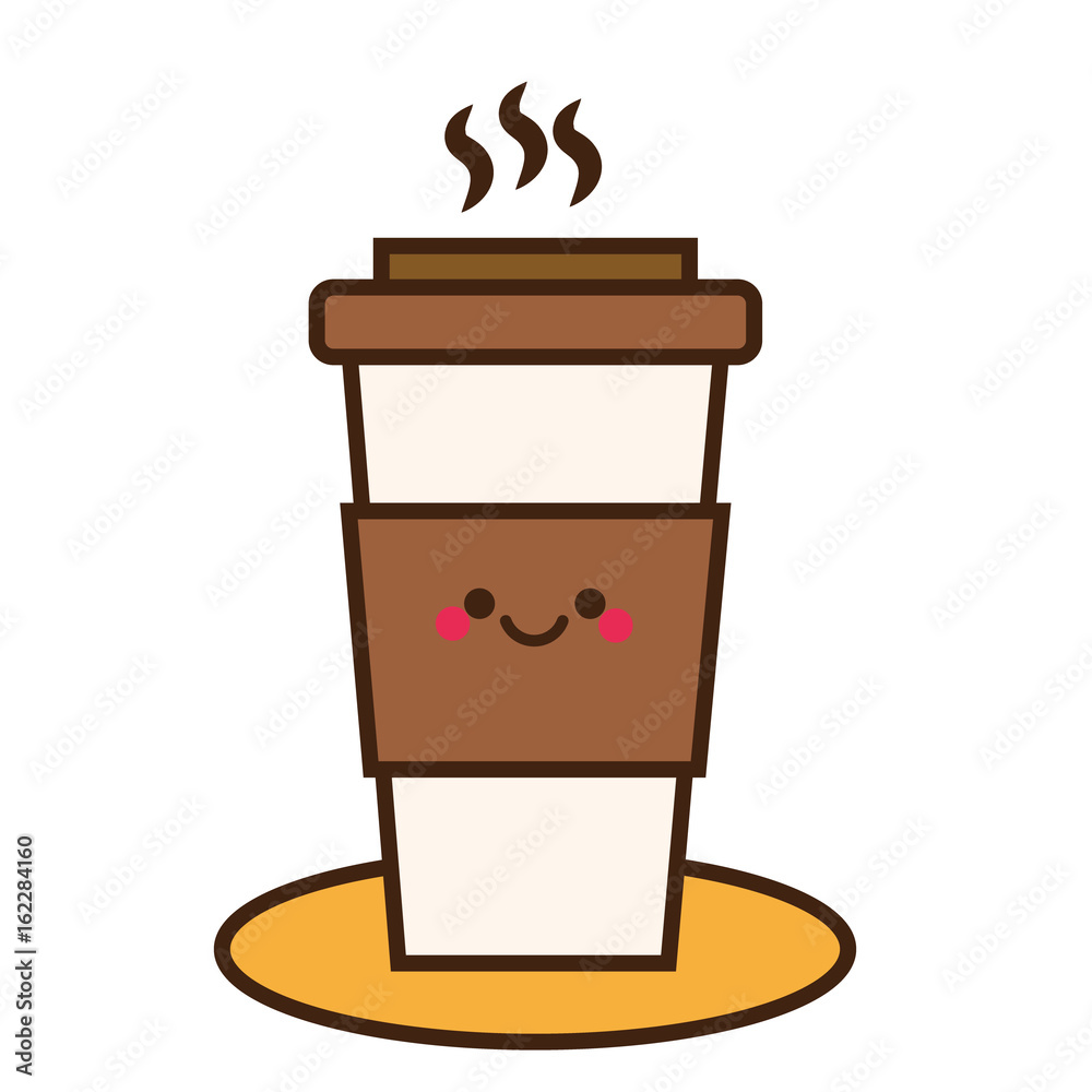 Coffee cup. Cute kawaii smiling and friendly coffee character. Hand drawn  icon Stock Vector