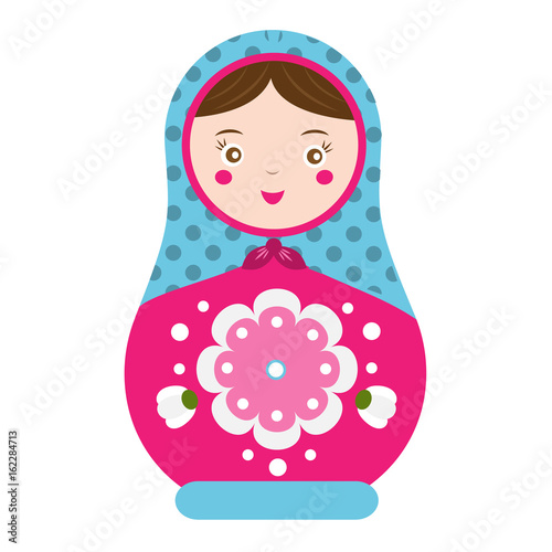 Matryoshka. Traditional russian nesting doll. Smiling Matreshka icon. Vector illustration