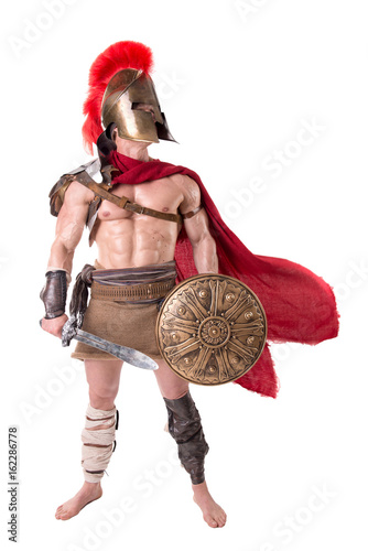 Obraz na płótnie gladiator posing isolated in white