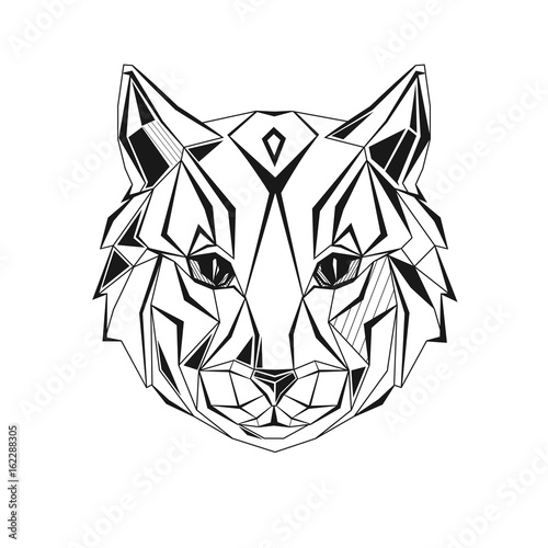 Young cat stylized triangle polygonal model