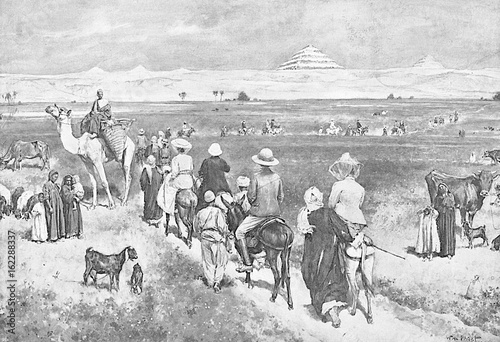 Visiting the Pyramids. Date: 1909
