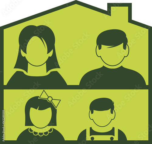 A family with two children in a family home