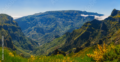 View of mountains on the route Encumeada - Boca De Corrida, Madeira Island, Portugal, Europe.