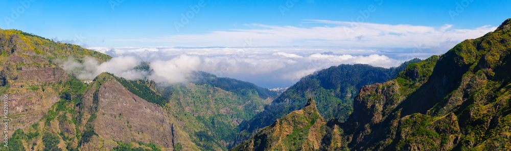 View of mountains on the route Encumeada - Boca De Corrida, Madeira Island, Portugal, Europe. View of mountains on the route Encumeada - Boca De Corrida, Madeira Island, Portugal, Europe.