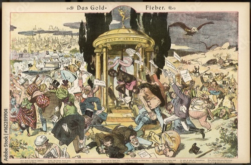 Canvastavla World Crazy for Gold!. Date: 1895