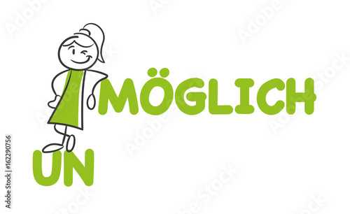 Stick Figure Series Green Woman / Möglich erfolgreich