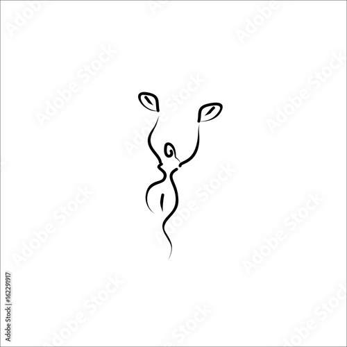 woman nature vector line icon