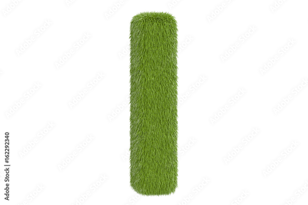 Green letter I from grass, 3D rendering Green letter I from grass, 3D rendering