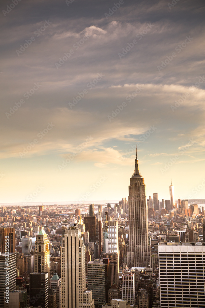 Vintage toned view  New York City from midtown Manhattan