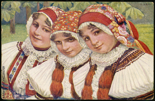 Racial Types - Czech Girls - circa 1910. Date: circa 1910