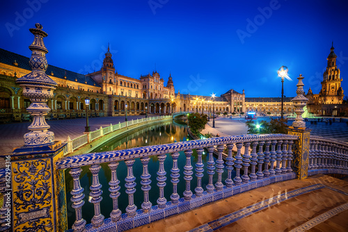 Seville, Spain: The Plaza de Espana, Spain Square in sunset 