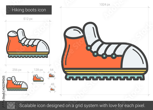 Hiking boots line icon.