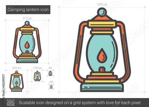 Camping lantern line icon.