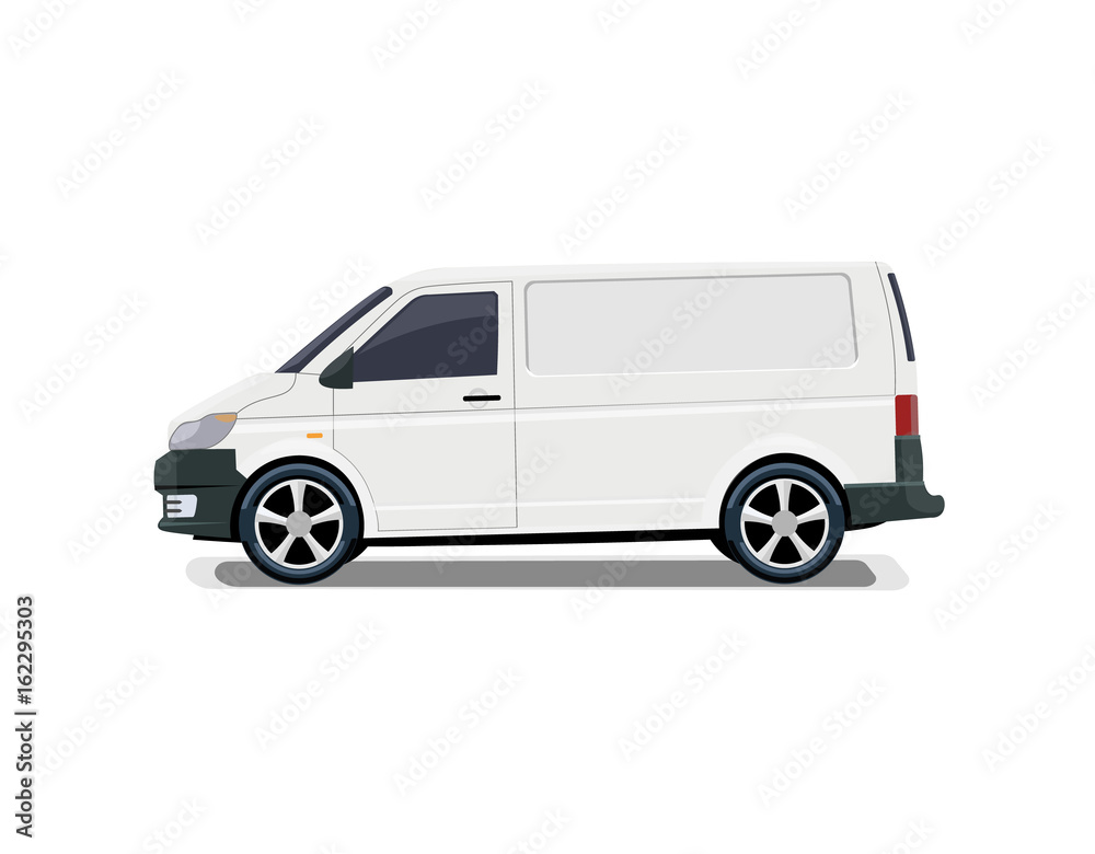 The cargo minivan. Side view. Volumetric drawing without a mesh and a gradient. Isolated. illustration.
