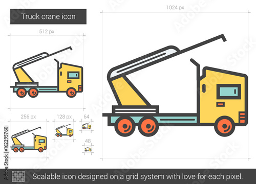 Truck crane line icon.