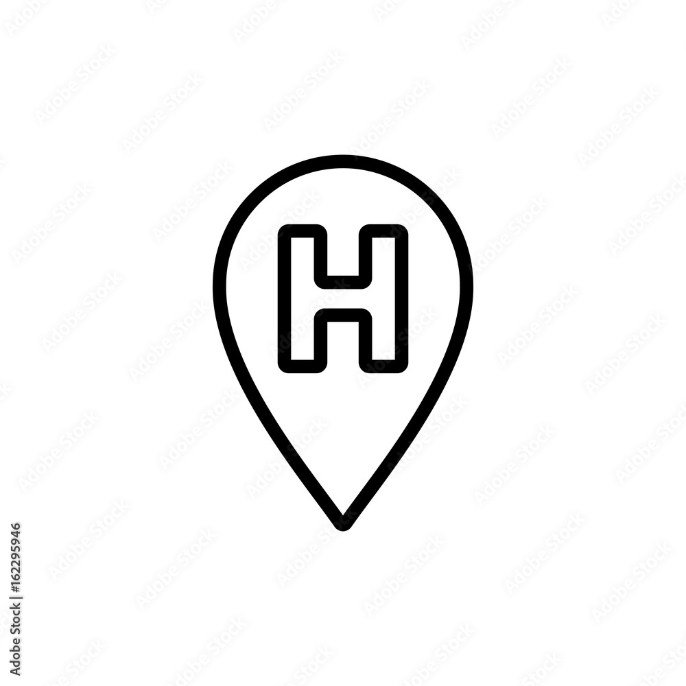 thin line hospilal location icon on white background thin line hospilal location icon on white background