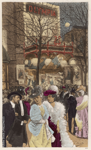 фотографія Paris Night - Olympia - 19th century. Date: circa 1890