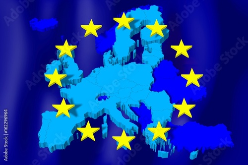 3D EU, European Union map/ flag - before Brexit