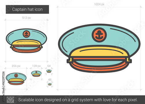 Captain hat line icon.