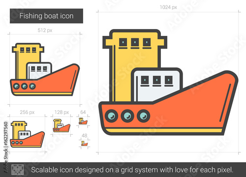Fishing boat line icon. © Visual Generation