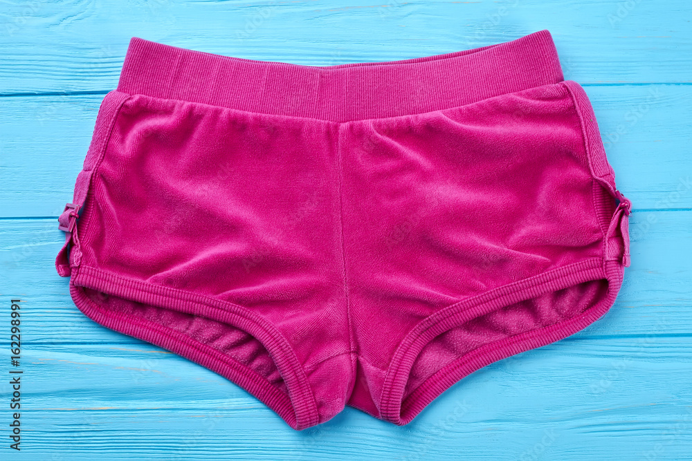 Pink velour shorts for girl. Velvet elegant short trousers for women. Pink velour shorts for girl. Velvet elegant short trousers for women.