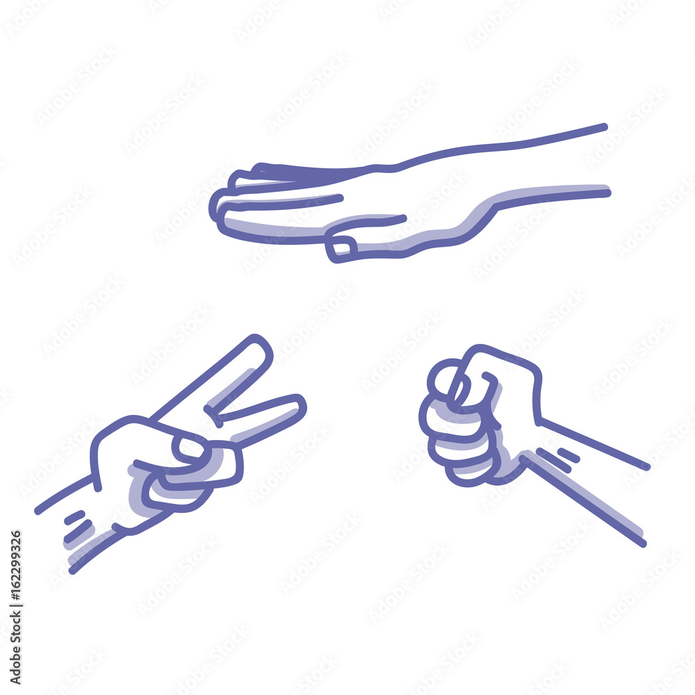 Paper, Scissors, Stone game illustration Paper, Scissors, Stone game illustration