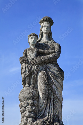 statue of the Virgin Mary with the baby Jesus Christ   Religion  faith  eternal life  God  the soul concept 