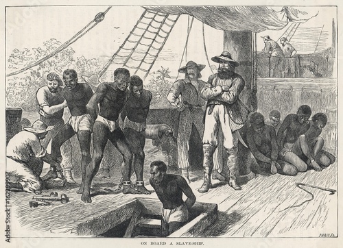 Scene on board a slave ship. Date: circa 1830 photo