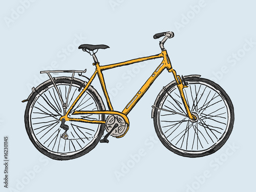 Hand drawn sketch illustration of bicycle. Vector bike illustration