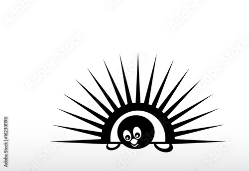 Abstract silhouette of funny hedgehog with needles, sketch for your design