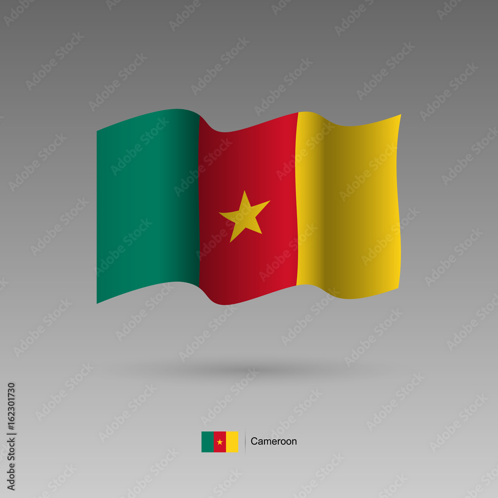 Cameroon flag. Official colors and proportion correctly. High detailed vector illustration. 3d and isometry. EPS10