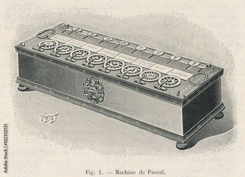 Pascal's Calculator. Date: circa 1642 photo