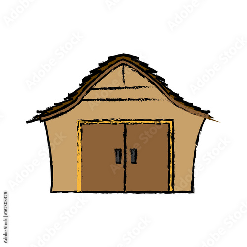 cartoon house manger wooden christmas vector illustration