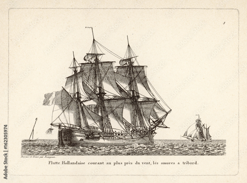 Dutch 'Flute' Ship. Date: 19th century Stock Photo | Adobe Stock