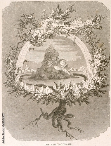 Fototapeta Yggdrasil  the Tree of Life in Norse mythology. Date: 1886