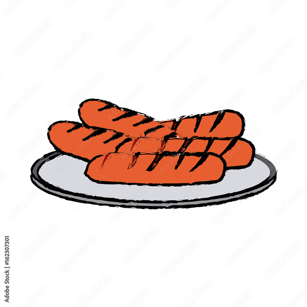 grilled sausages on a plate fast food vector illustration grilled sausages on a plate fast food vector illustration