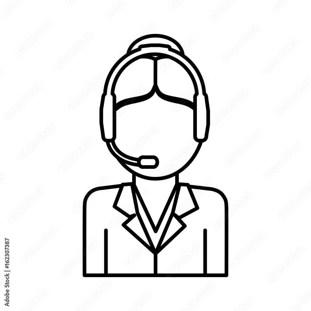 woman with headset icon over white background  customer service concept vector illustration