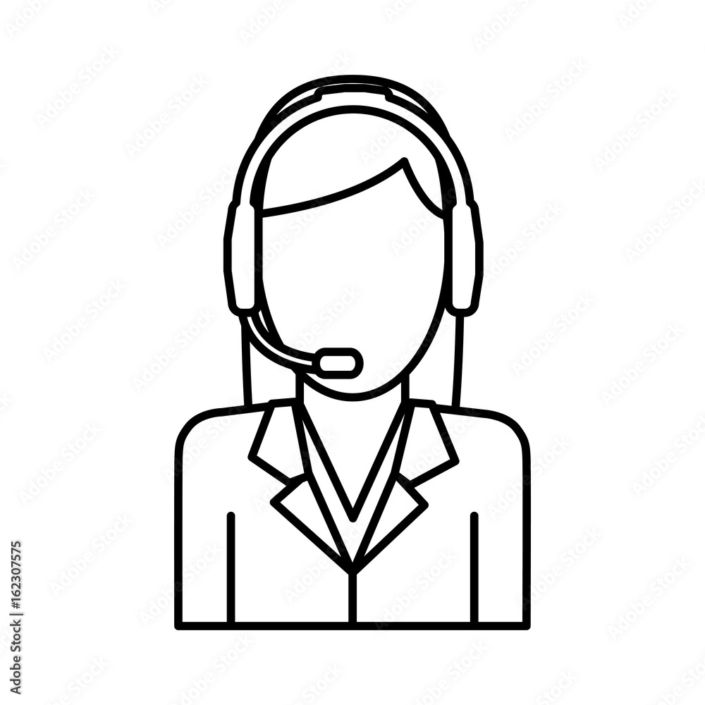 woman with headset icon over white background  customer service concept vector illustration