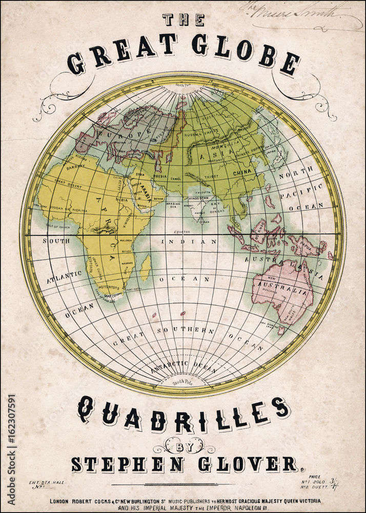 Fototapeta premium Globe - Music Sheet. Date: Late 19th century